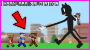 CARTOON CAT ŞEHİRDEKİ İNSANLARI YAKALADI VE YEDİ! 😱 – Minecraft