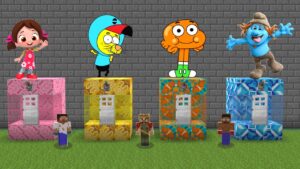 ÇİZGİ FİLM KARAKTERLERİNE DÖNÜŞTÜK! 😱 – Minecraft