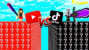 DESAFÍO DE LUCKY BLOCK de YOUTUBE vs TIKTOK 😱 CARRERA de LUCKY BLOCK en MINECRAFT