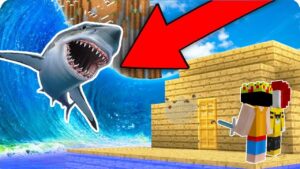 MINECRAFT: RETO DE LA BASE VS TSUNAMI DE MEGALODONES 🌊😱 SOBREVIVIRA ELTROLLINO?