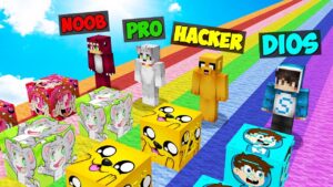 Minecraft: NOOB vs PRO vs HACKER vs DIOS 😰😱 LUCKY BLOCKS DE MIKECRACK vs RAPTORGAMER vs SPARTA356