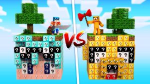 TIMBA Vs MIKECRACK 😱 ¿CUAL ES EL MEJOR SKYBLOCK DE LUCKY BLOCKS DE MINECRAFT?